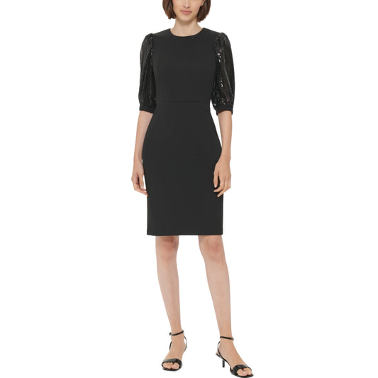 CALVIN KLEIN Womens Dress S / Black CALVIN KLEIN - Sequined MIDI Cocktail and Party Dress