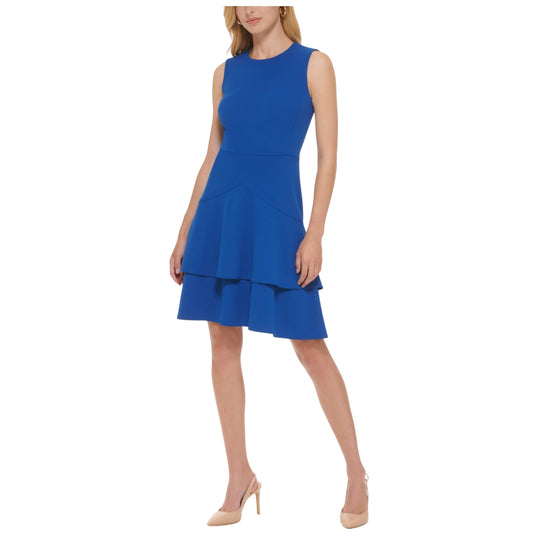 CALVIN KLEIN Womens Dress Petite XS / Blue CALVIN KLEIN -  Tiered Sheath Dress