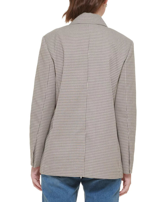 CALVIN KLEIN Womens Jackets M / Multi-Color CALVIN KLEIN - Check Oversized Drop-Shoulder Blazer