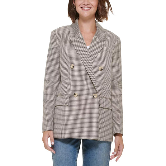 CALVIN KLEIN Womens Jackets M / Multi-Color CALVIN KLEIN - Check Oversized Drop-Shoulder Blazer