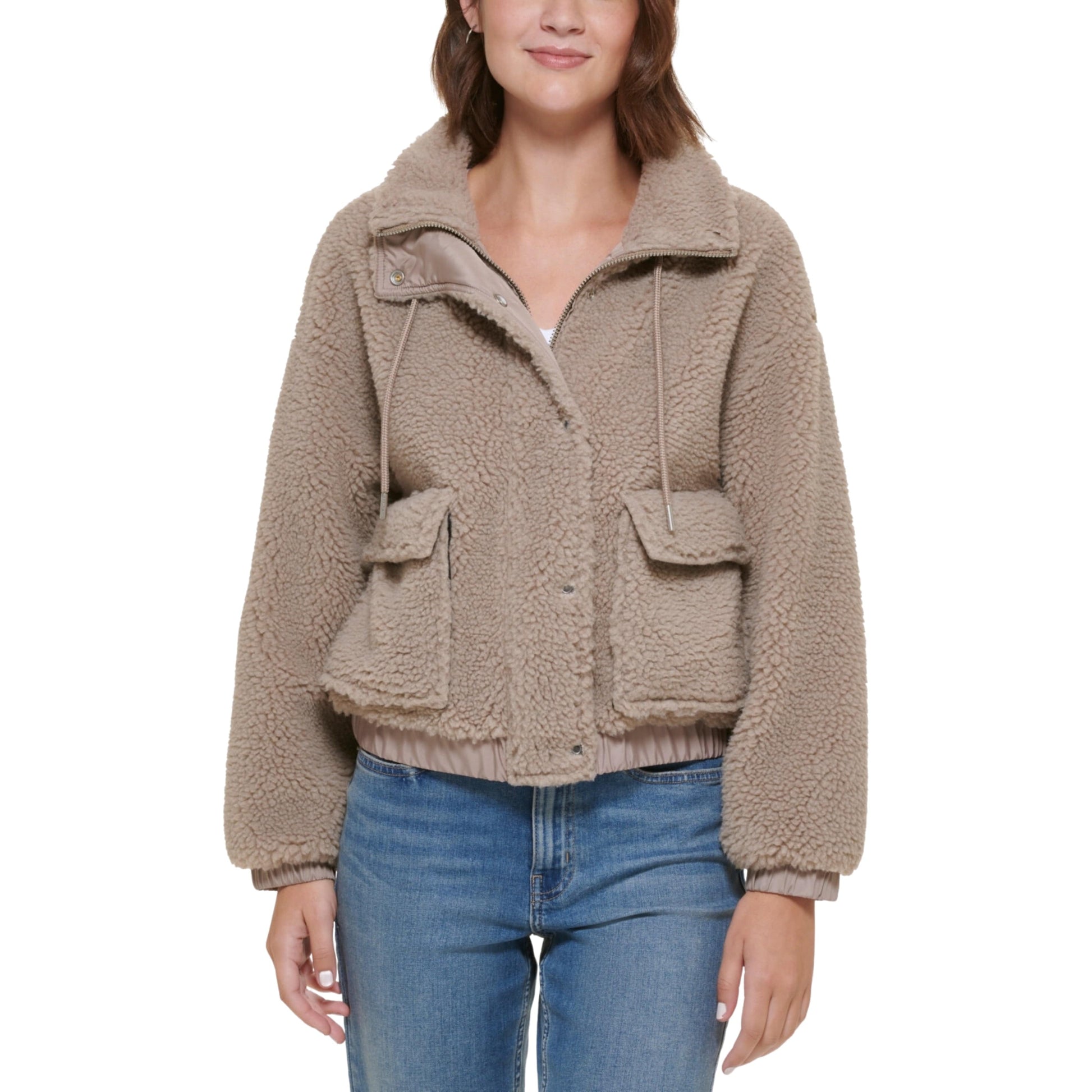 CALVIN KLEIN Womens Jackets S / Greige CALVIN KLEIN - Oversized Sherpa Jacket