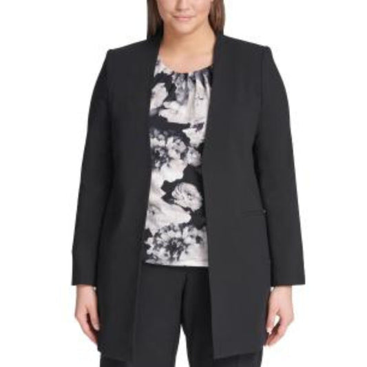 CALVIN KLEIN Womens Jackets XL / Black CALVIN KLEIN - Plus Open Front Professional Topper Jacket