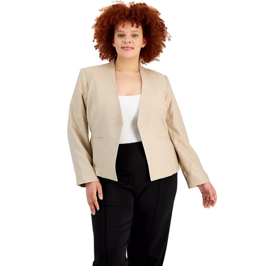 CALVIN KLEIN Womens Jackets XXL / Beige CALVIN KLEIN - Plus Size Open-Front Blazer