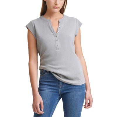 CALVIN KLEIN Womens Tops CALVIN KLEIN -  Cap Sleeve Henley