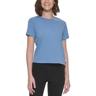 CALVIN KLEIN Womens Tops L / Blue CALVIN KLEIN -  Crewneck Cotton T-Shirt