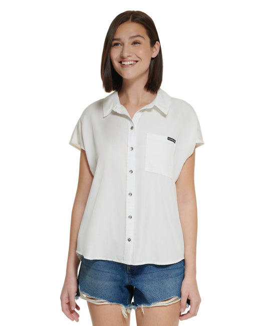 CALVIN KLEIN Womens Tops L / White CALVIN KLEIN -  Dolman-Sleeve Shirt
