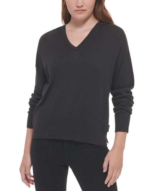 CALVIN KLEIN Womens Tops M / Black CALVIN KLEIN - Hooded Sweater