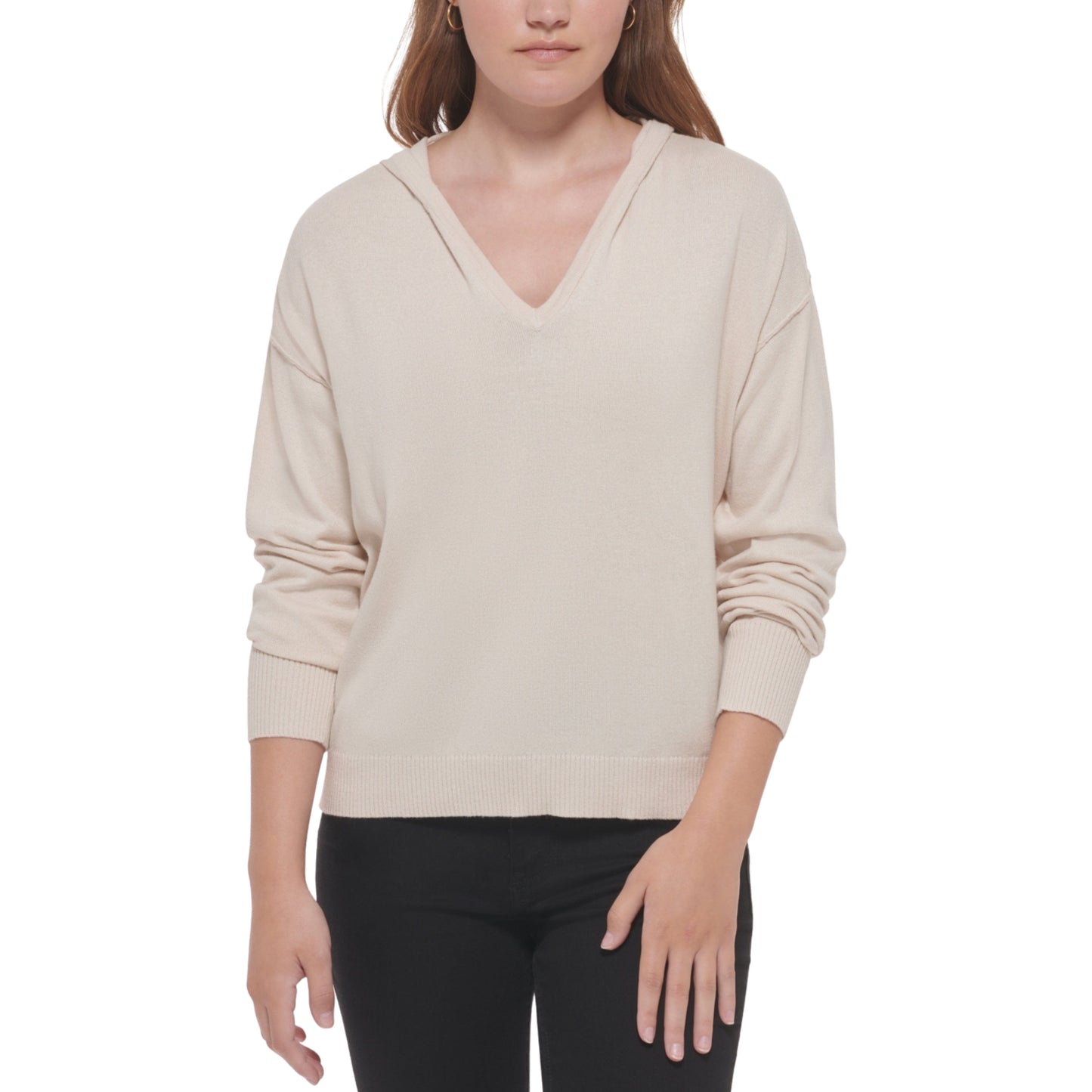 CALVIN KLEIN Womens Tops S / Beige CALVIN KLEIN - Hooded Sweater