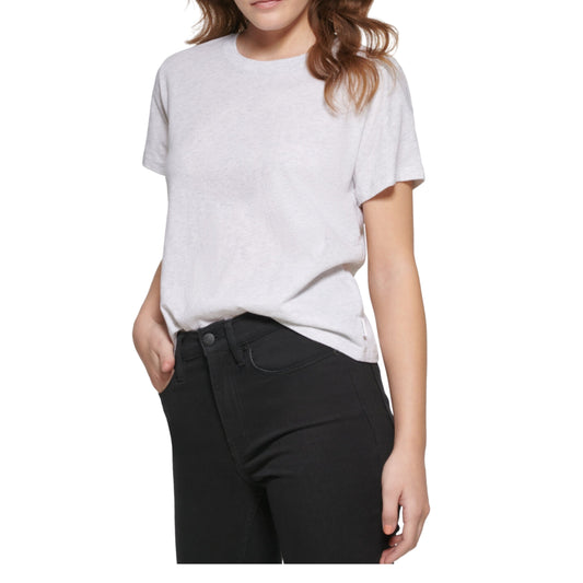 CALVIN KLEIN Womens Tops M / Grey CALVIN KLEIN - Jeans Crewneck Cotton T-Shirt