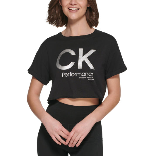 CALVIN KLEIN Womens Tops CALVIN KLEIN - Performance Cropped Logo T-Shirt