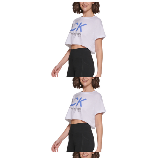 CALVIN KLEIN Womens Tops CALVIN KLEIN - Performance  Cropped Logo T-Shirt