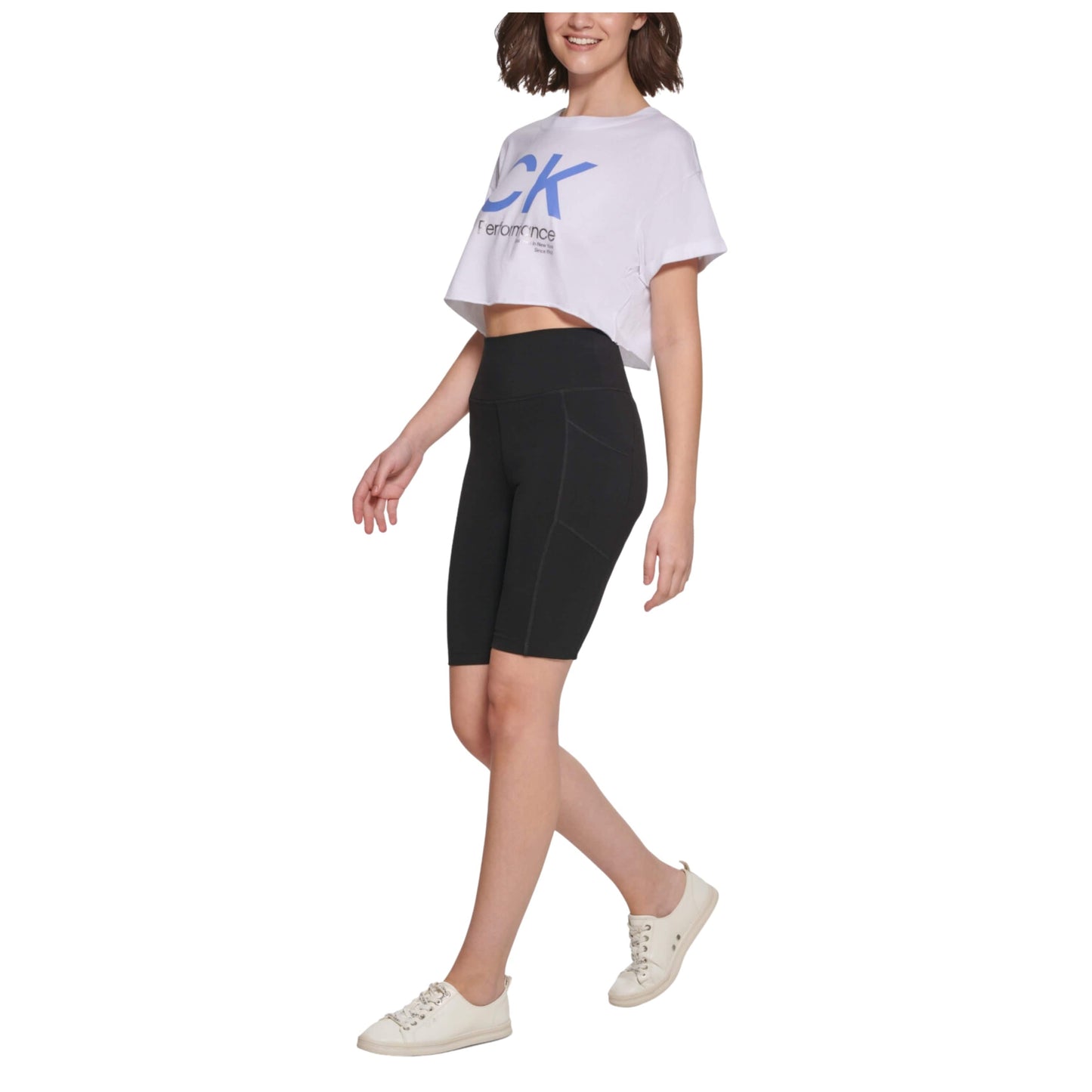 CALVIN KLEIN Womens Tops XXL / White CALVIN KLEIN - Performance  Cropped Logo T-Shirt