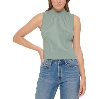 CALVIN KLEIN Womens Tops L / Green CALVIN KLEIN -  Ribbed Knit Sleeveless Top