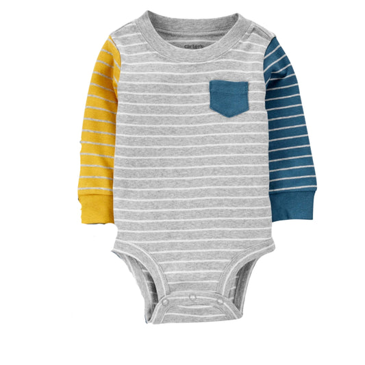 CARTER'S Baby Boy 3 Month / Multi-Color CARTER'S - BABY -  Striped Pocket Bodysuit