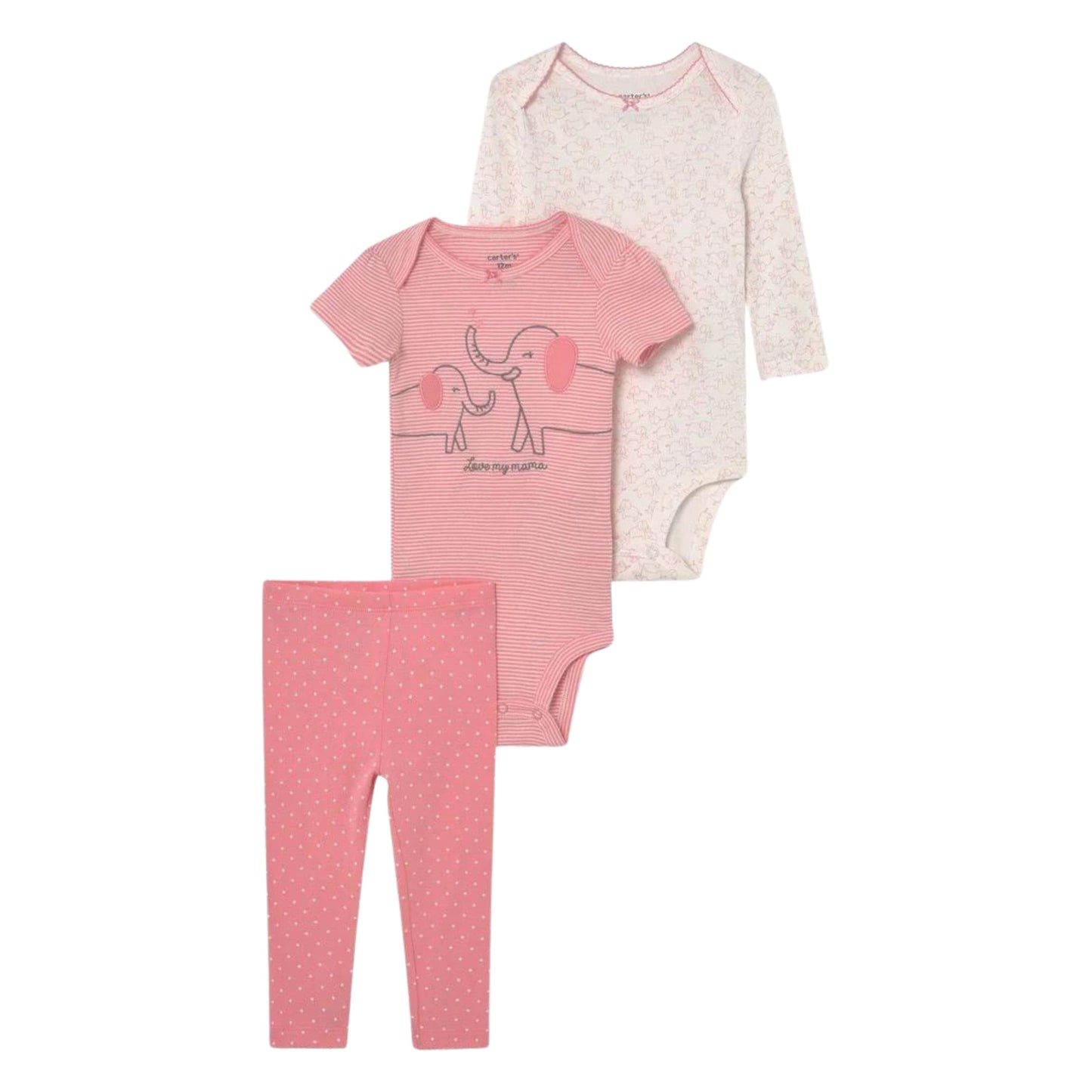 CARTER'S Baby Girl New Born / Multi-Color CARTER'S - Baby - 3pc Animal Onesies Pants Matching Set