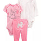 CARTER'S Baby Girl New Born / Multi-Color CARTER'S - Baby - 3pc Animal Onesies Pants Matching Set