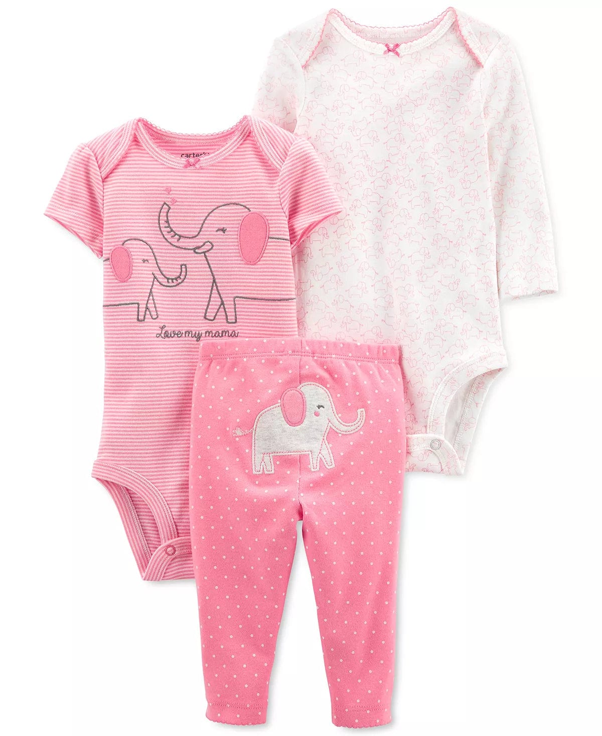 CARTER'S Baby Girl New Born / Multi-Color CARTER'S - Baby - 3pc Animal Onesies Pants Matching Set