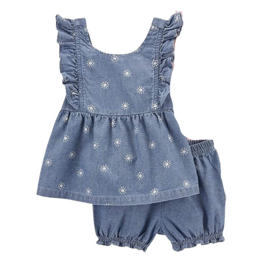 CARTER'S Baby Girl 6 Month / Blue CARTER'S - Baby - Chambray Shorts Set Outfit