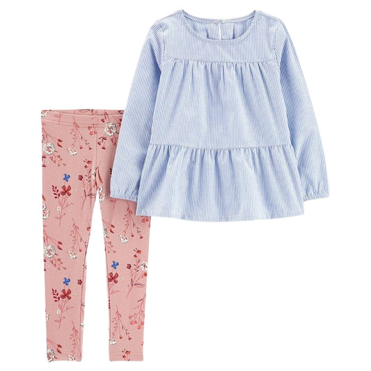 CARTER'S Baby Girl 2 Years / Multi-Color CARTER'S - Baby - Long Sleeve Top and Leggings 2-Piece Set