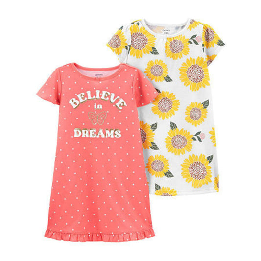 CARTER'S Baby Girl 3 Years / Multi-Color CARTER'S - Baby -  Nightgown, Pack of 2 - Sunflower Multi