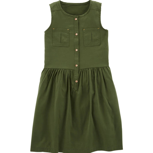 CARTER'S Girls Dress XS / Green CARTER'S -Kids - Sleeveless Pocket Dress