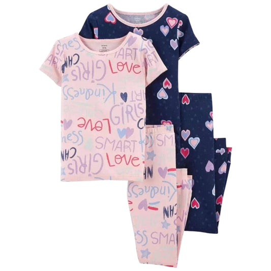 CARTER'S Girls Pajamas 5 Years / Multi-Color CARTER'S - Kids - 4-Piece Love 100% Snug Fit Cotton PJs