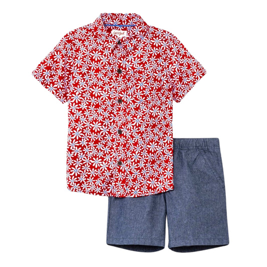 CAT & JACK Baby Boy CAT & JACK - Baby -Short Sleeve Button-Down Shirt and Shorts Set