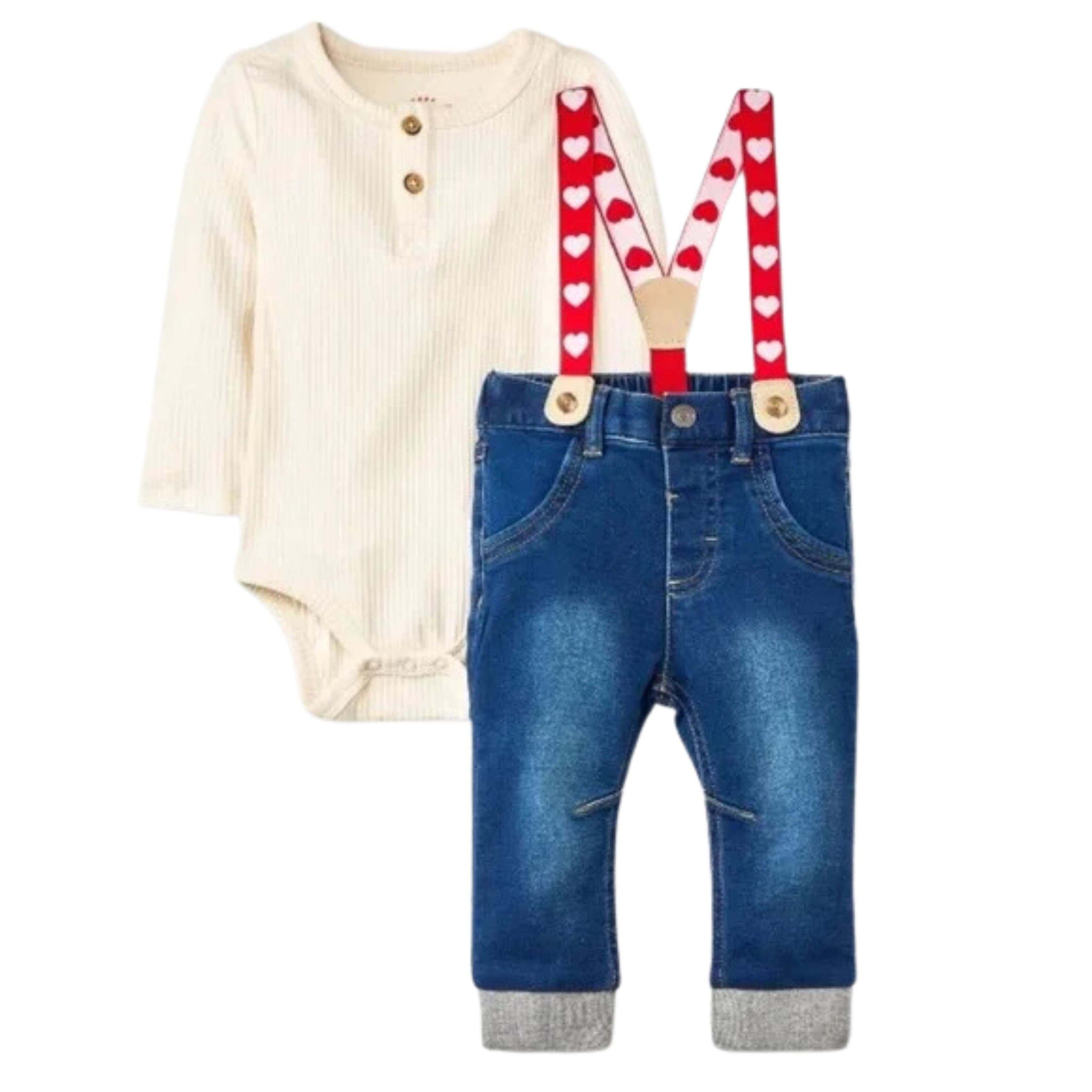 Baby fashion jeans with suspenders