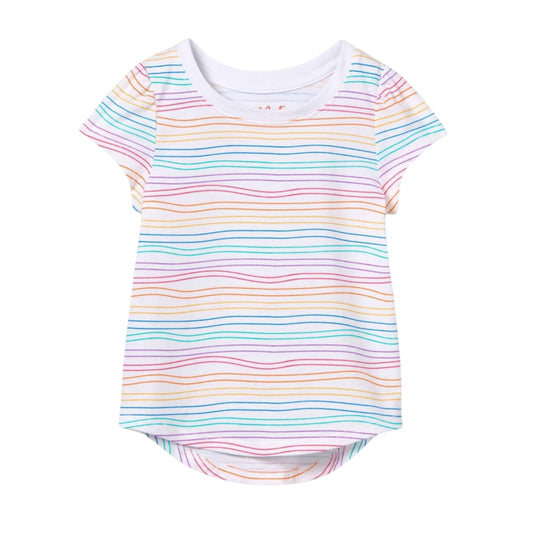 CAT & JACK Baby Girl 18 Month / Multi-Color CAT & JACK - BABY -  Rainbow Striped Short Sleeve T-Shirt