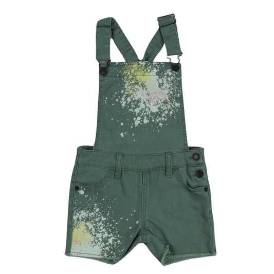 CAT & JACK Girls Overall XS / Green CAT & JACK - KIDS - Green paint splat decorated overalls