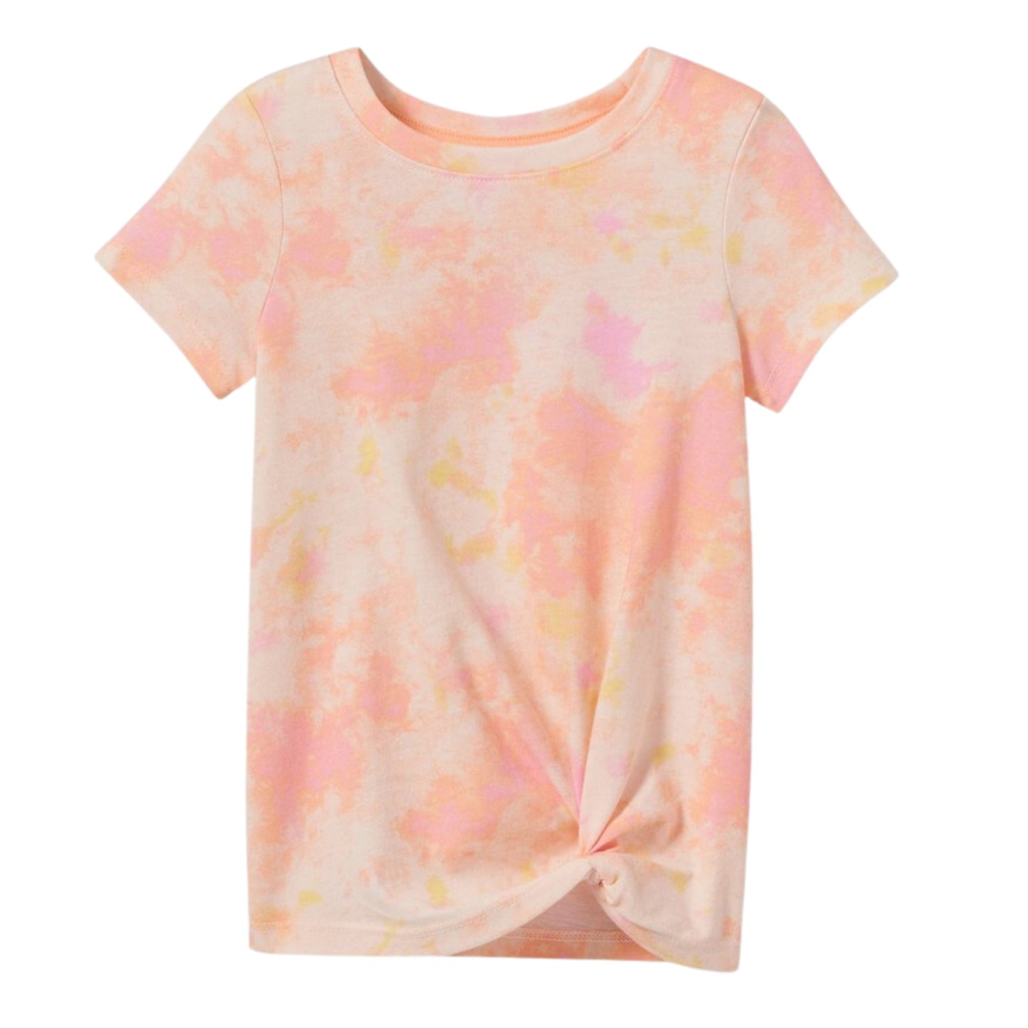 CAT & JACK Girls Tops 5 Years / Multi-Color CAT & JACK - Tie-Dye Twist-Front Short Sleeve T-Shirt