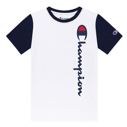 CHAMPION Boys Tops S / White CHAMPION - KIDS - Block Logo T-Shirt