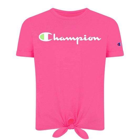 CHAMPION Girls Tops M / Pink CHAMPION - Kids -  Classic Script Tie Front T-shirt