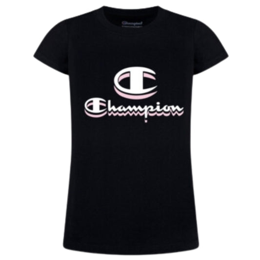 CHAMPION Girls Tops L / Black CHAMPION - KIDS - Drop Shadow T-shirt