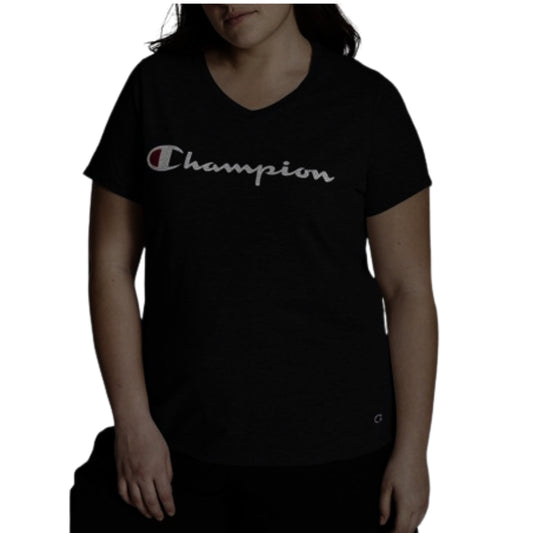 CHAMPION Womens Tops XXXXL / Black CHAMPION - Plus Jersey V-Neck T-Shirt
