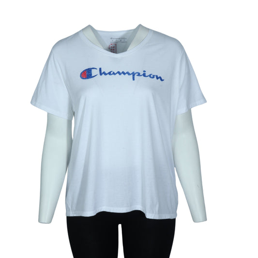 CHAMPION Womens Tops XXXXL / White CHAMPION - Printed Logo Front T-shirt