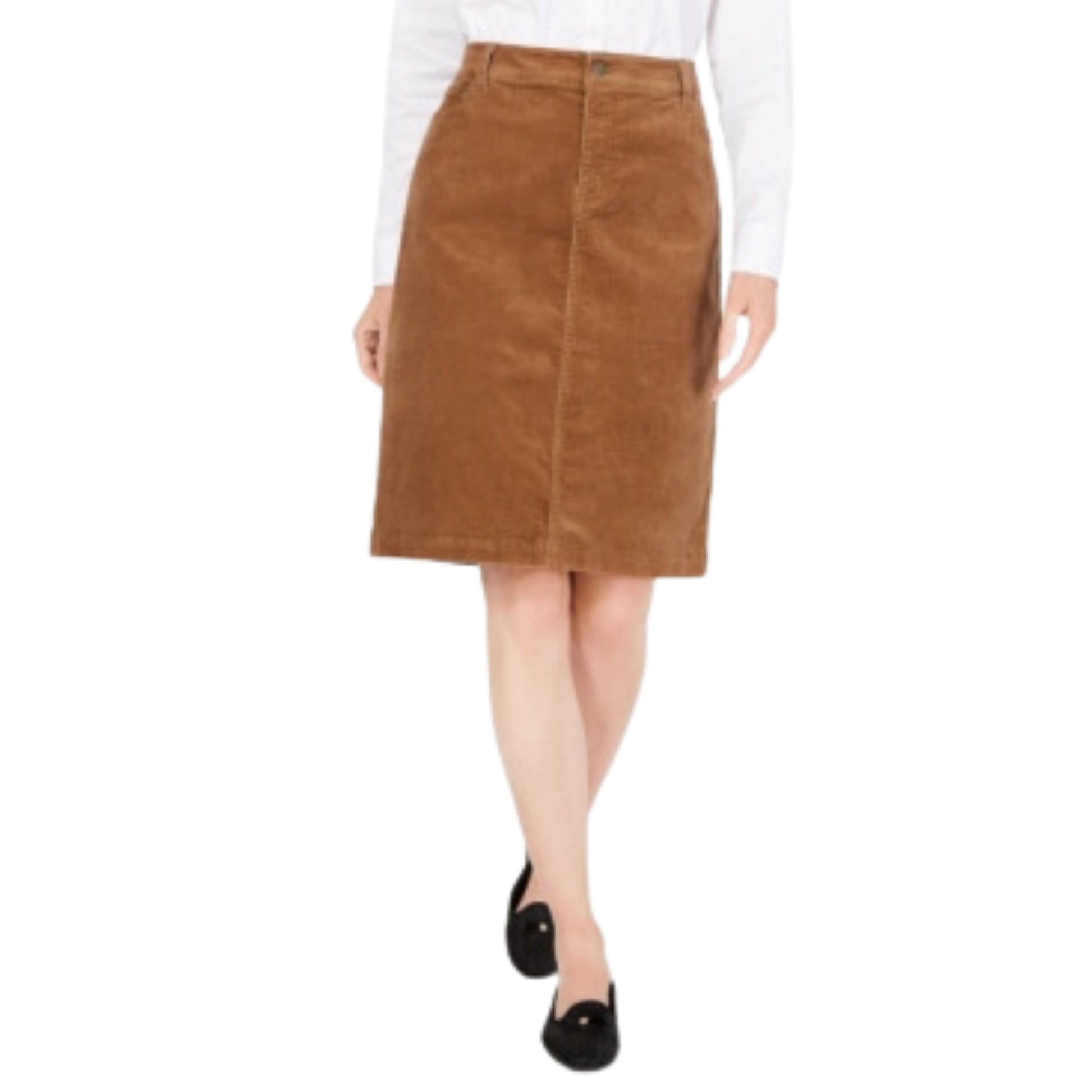 CHARTER CLUB Womens Bottoms M / Brown CHARTER CLUB - Corduroy Tummy-Control Skirt