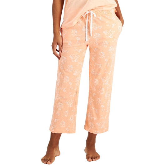 CHARTER CLUB Womens Pajama CHARTER CLUB - Cropped Knit Floral Pajama Pants