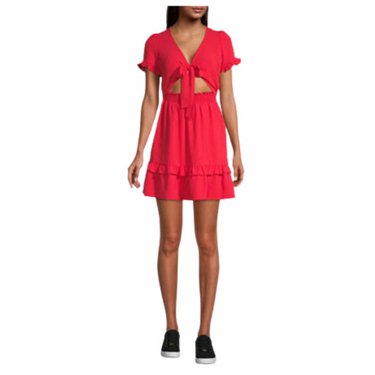 CITY TRIANGLE Womens Dress XS / Red CITY TRIANGLE - Short Sleeve Fit + Flare Dress