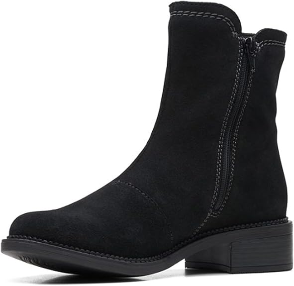 CLARKS Womens Shoes 40 / Black CLARKS - Suede Round Toe Ankle Boots