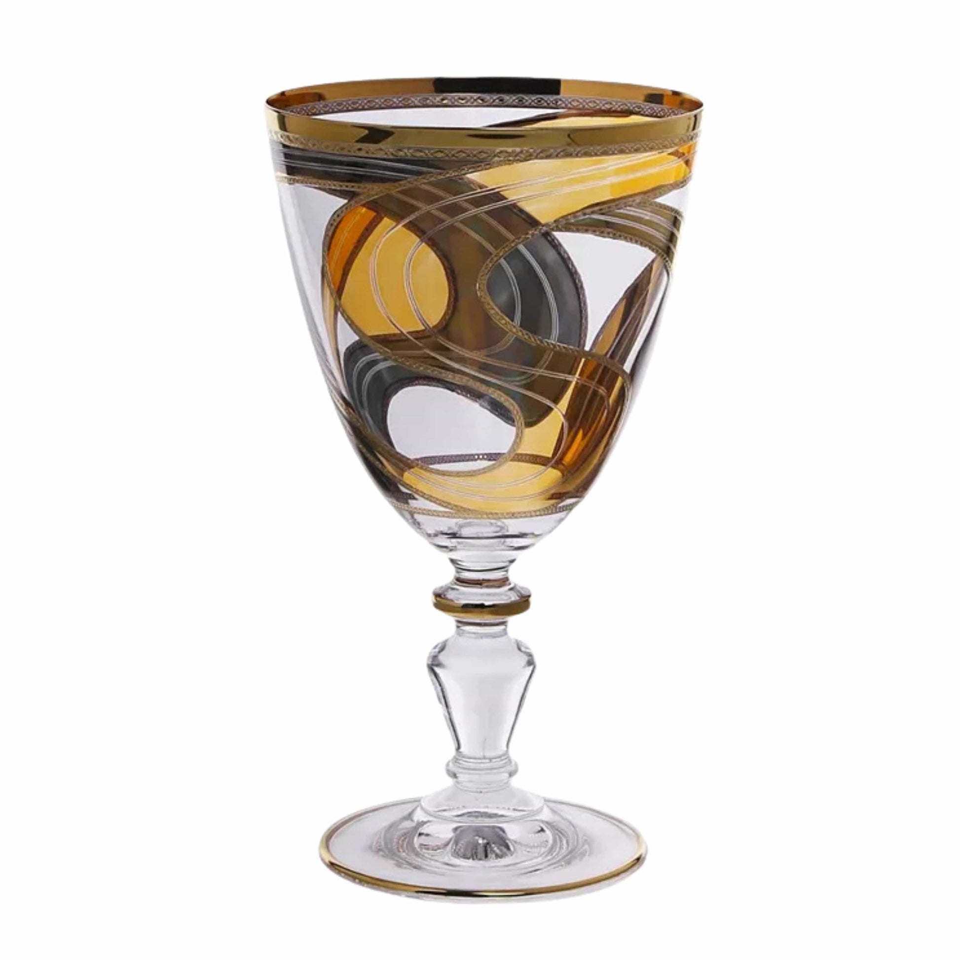 CLASSIC TOUCH Kitchenware CLASSIC TOUCH - Set of 4 Water Glasses with 24K Gold Swivel Design