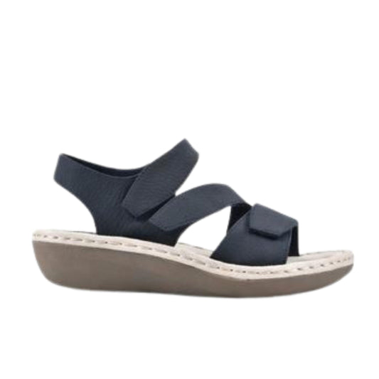 CLIFFS Womens Shoes 41.5 / Black CLIFFS -  Faux Leather Open Toe Flat Sandals