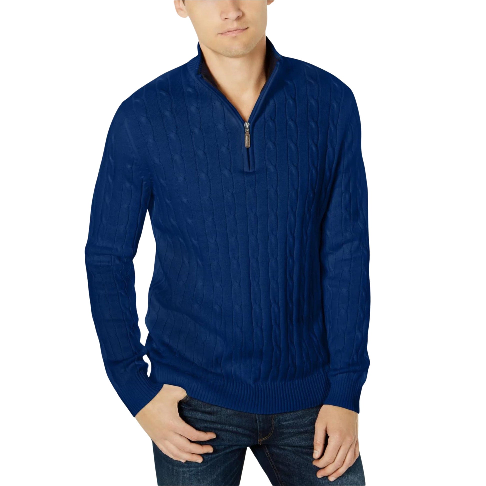 CLUB ROOM Mens Tops S / Navy CLUB ROOM - Long Sleeve Shawl Collar Classic Fit Quarter-Zip