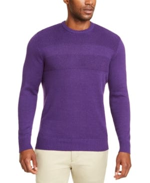 CLUB ROOM Mens Tops S / Purple CLUB ROOM - Ribbed Trim Crewneck Sweater