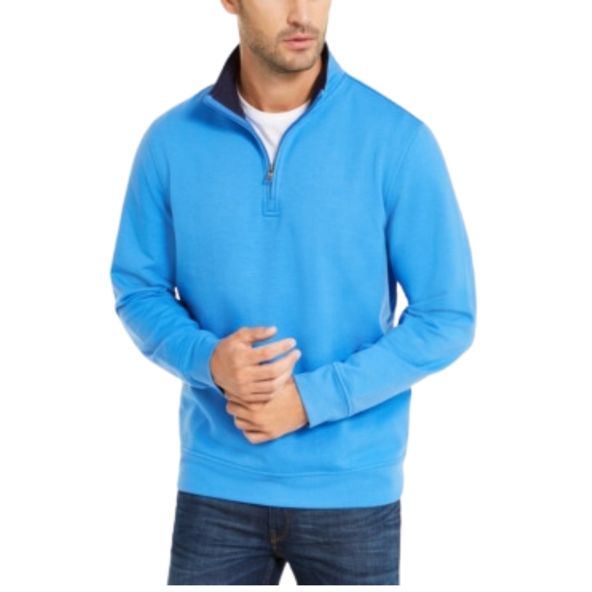 CLUB ROOM Mens Tops XXL / Blue CLUB ROOM -  Sweater 1/4-Zip Fleece Sweatshirt