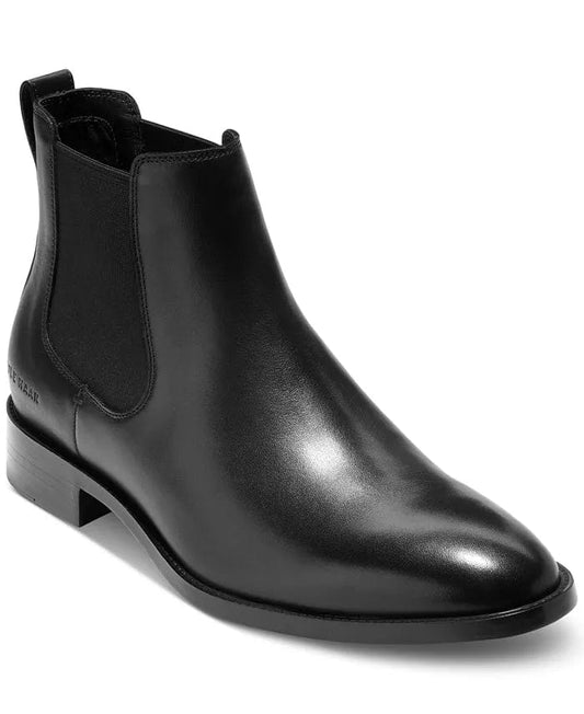 COLE HAAN Mens Shoes 44.5 / Black COLE HAAN - Hawthorne Leather Pull-On Chelsea Boots