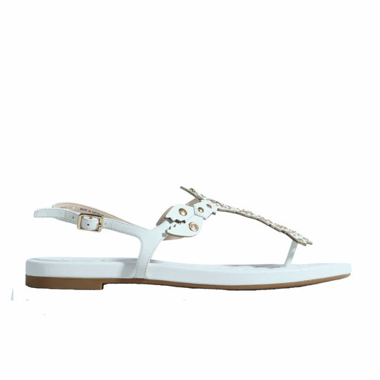 COLE HAAN Womens Shoes 38.5 / White COLE HAAN - Crystal-embellished Textured-leather Sandals