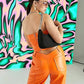 COLLUSION Womens Bottoms M / Orange COLLUSION  -  90s Fit Faux Leather Dad Pants
