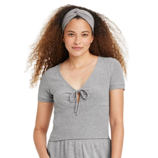 COLSIE Womens Tops L / Grey COLSIE - 2Pcs Top And Camouflage Headband
