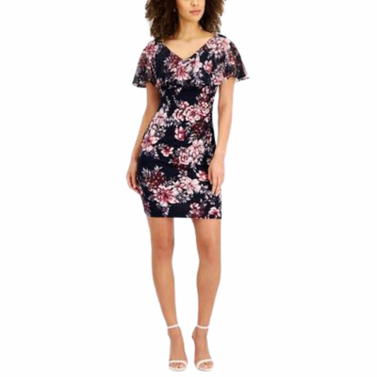 CONNECTED Womens Dress Petite S / Multi-Color CONNECTED - Floral Popover Sheath Dress